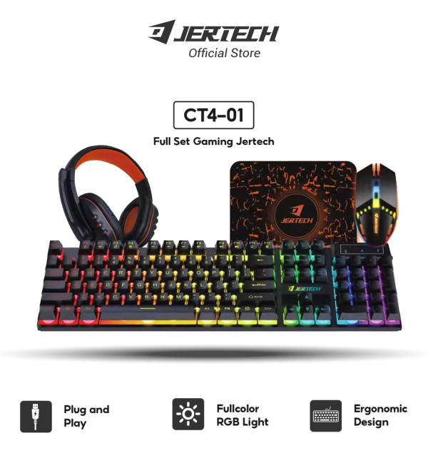 JERTECH Paket 1 Set Keyboard Gaming Headset Mouse CT4-01 Special Equipment 4 In 1 Gaming Mode