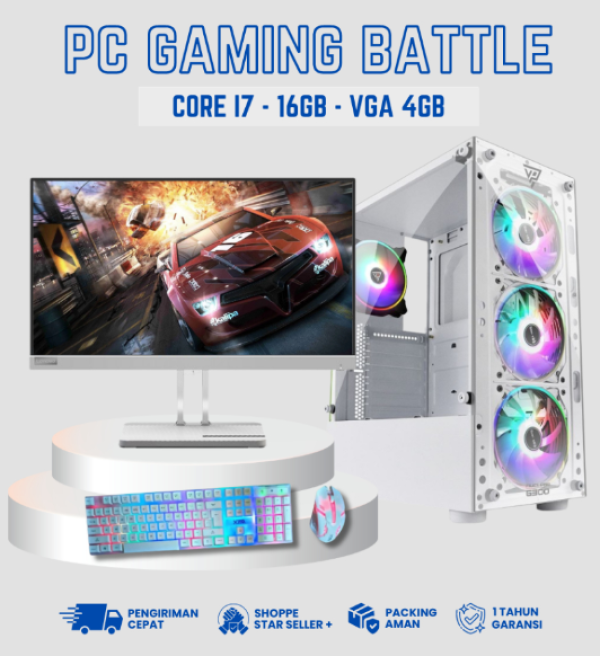 PC FULLSET I7 GAMING DESAIN EDITING VARRO V3| RAM 16 GB | VGA 4 GB | HDD 500 GB LED LENOVO 22" Full HD 75Hz