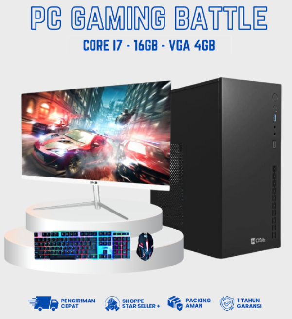 PC FULLSET I7 GAMING EDITING | RAM 16 GB | VGA 4 GB | HDD 500 GB LED SPC SF-22" Full HD 75Hz