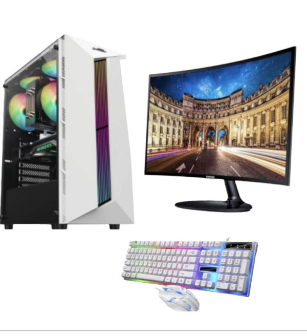 Pc Gaming Editing I5 SSD 120 Gb Fullset Monitor 24 Inch Curve Siap Pakai Editing Gaming