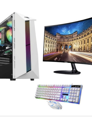 Pc Gaming Editing I5 SSD 120 Gb Fullset Monitor 24 Inch Curve Siap Pakai Editing Gaming